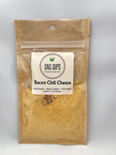 Load image into Gallery viewer, Packaging of Bacon Chili Cheese Dip, small batch, with spices listed on the front, USA made.