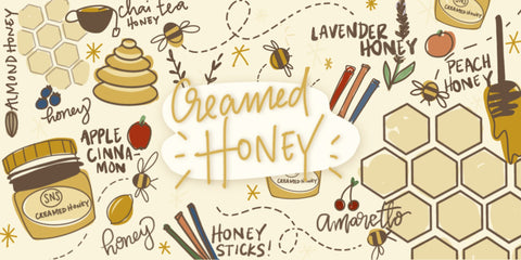 SnS Dips flavored raw creamed honey jars